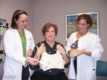 patient being fit for a breast prosthesis