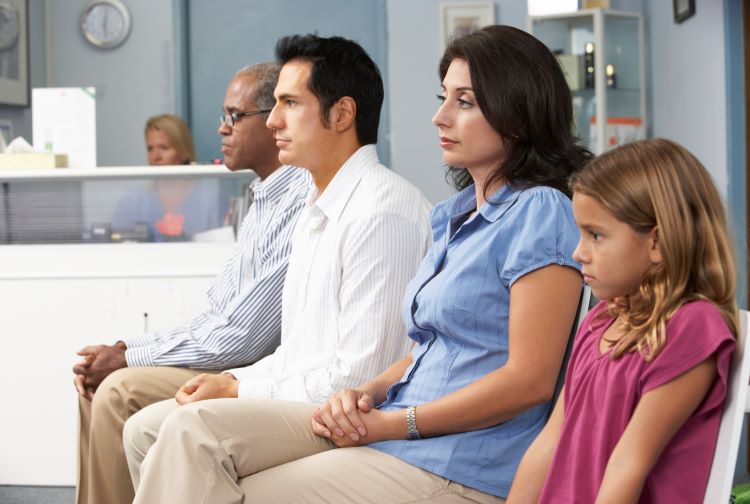 Racially diverse patients in waiting room