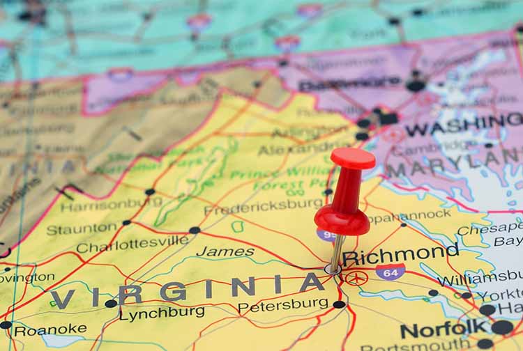 Map highlighting Richmond, Virginia