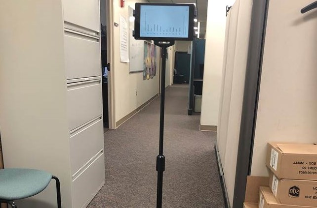 Computer tablet mounted on a pole