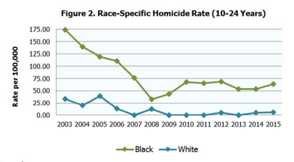Race specific homicide rate (10-24 years)