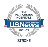 US News & World Report High Performing Hospital for Stroke award badge
